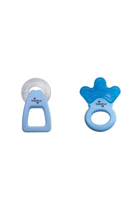 Baby Time Water Teether Set with Handle Blue