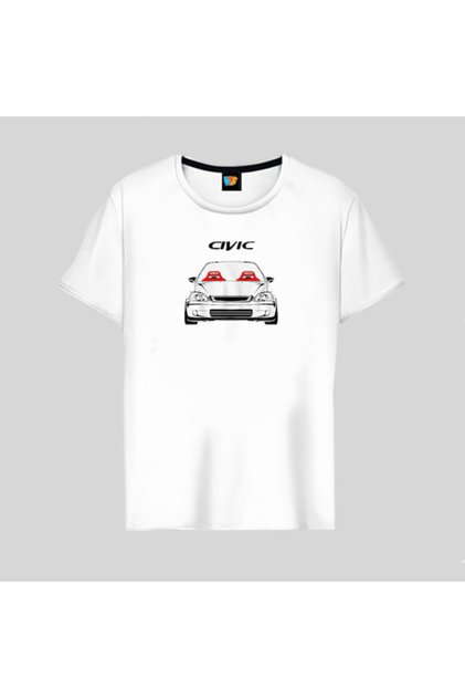 Honda Civic Ek9 Beyaz Erkek Tişört T-shirt1
