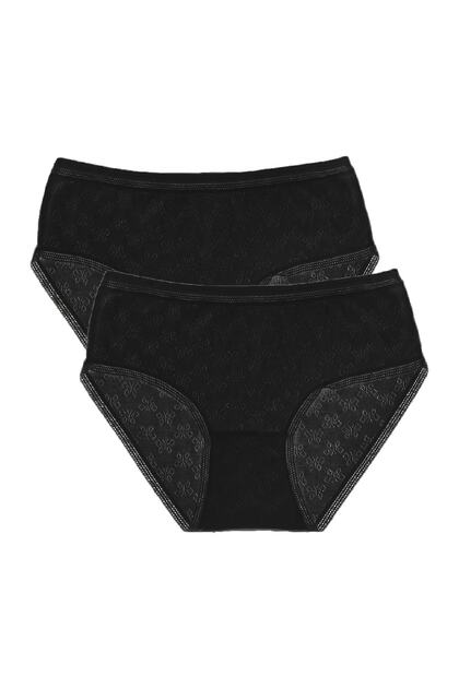 Women's Cotton Transfer Ribana Bato High Waist Lace Slip Panties 2-Piece - 3003