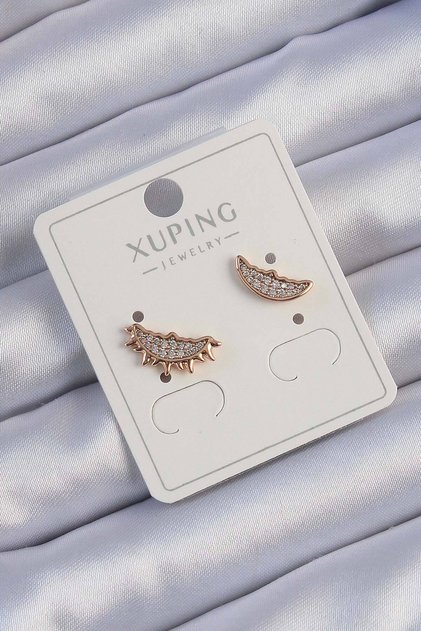 Xuping Rose Color Zircon Cubic Zirconia Moon and Sun Design Earrings