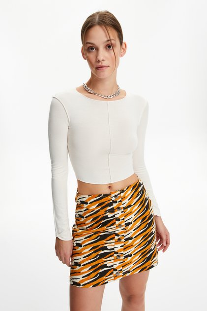 Women's Multi Color Animal Patterned A-Form Mini Skirt