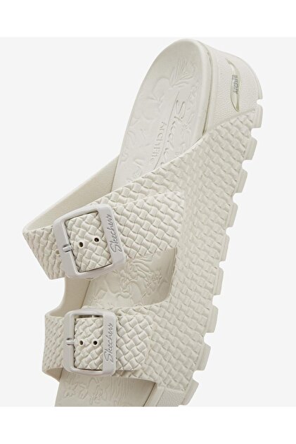 white Sponge Buckle Slippers サンダ Skechers Arch Fit Footsteps Women's White Slippers 111378 Wht