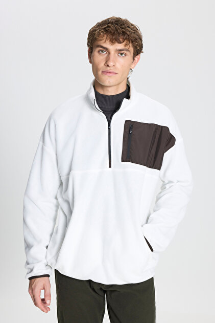 AC&Co / Altınyıldız Classics Erkek Beyaz Oversize Bol Kesim Dik