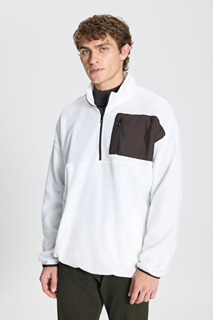 AC&Co / Altınyıldız Classics Erkek Beyaz Oversize Bol Kesim Dik