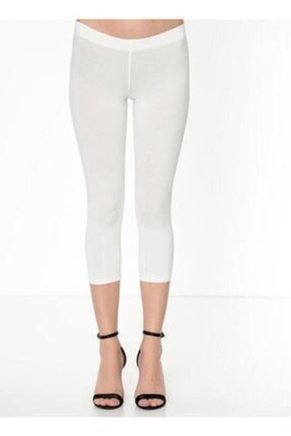 Women's White Capri Lycra Cotton Tights K4005