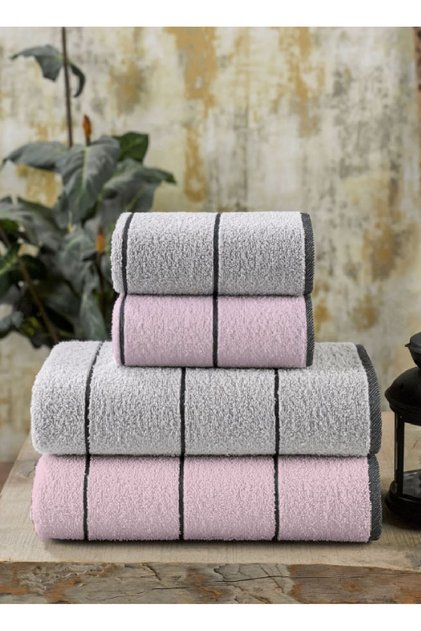 Pudra Valona 50 x 85 – 70 x140 cm Set de 4 prosoape de baie | Gri pudrat