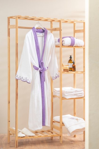 Lavender Extra Soft-Elegant and Modern 100% Cotton Bathrobe/Peignoir