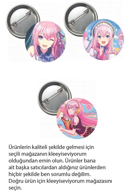Hatsune Miku Pjsekai Project Sekai Colorful Anime Buton Rozet 3 Adet 37mm Megurine Luka