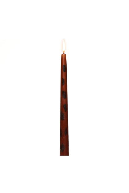 2Lİ KAHVERENGİ LEOPAR DESENLİ KONİK ŞAMDAN
