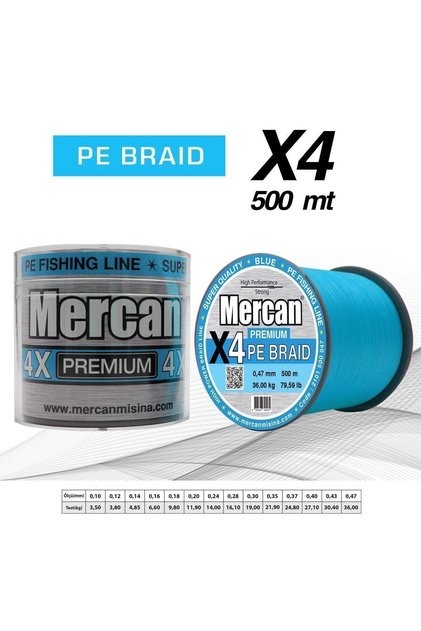 Pe Örgü Premium X4 Mavi ip 500m Misina