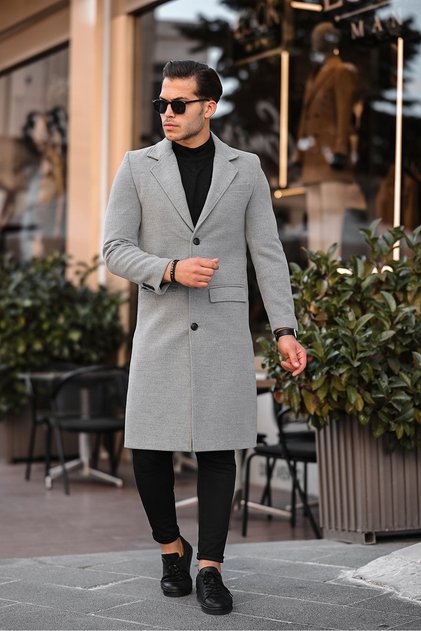 Men's Slim Fit Long Cashmere Coat