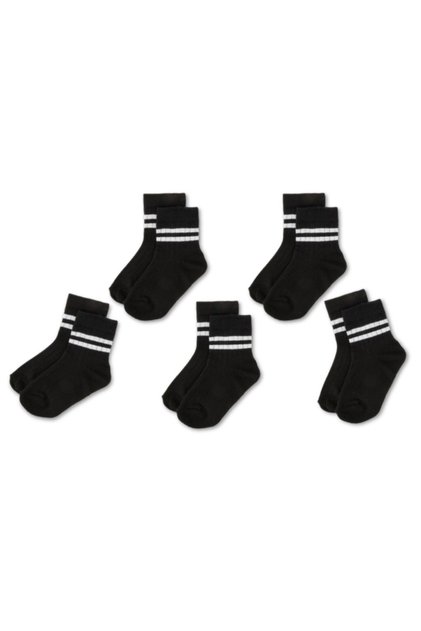 5-Piece Cotton Kids College Socks Baby Unisex Girls Women Men School Socks, White Black Pink