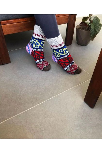 Local Patterned Hand Knitted - Short Socks