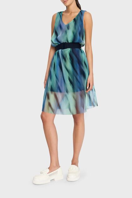 V Neck Belted Mini Tulle Dress DRESS 3DYA10 YN8QZ 28AC
