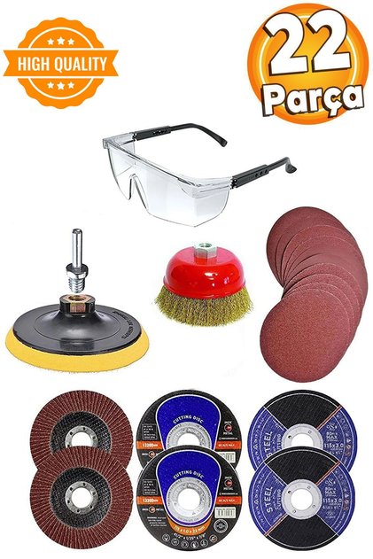 22 Parça Avuç Içi Spiral Taşlama 115 Mm El Cırt Zımpara Kağıdı Ucu Flap Inox Metal Kesme Kesici Disk