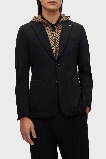 İçi Monogram Desenli Slim Fit Kapüşonlu Ceket Erkek CEKET 50489497 001