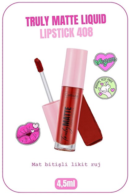 Callista Truly Matte Liquid Lipstick Mat Likit Ruj 408 Red Alert