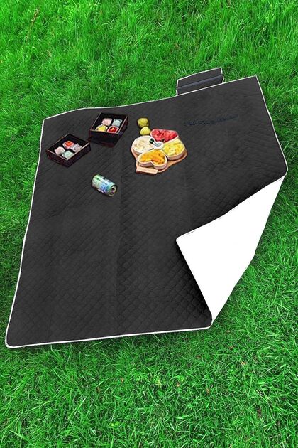 Piknik Örtüsü Su Geçirmez Kendinden Çantalı 160x160 Cm Kamp Tipi Plaj Yer Minderi Kapitone Elyaf