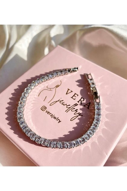 Steel Bracelet Steel Square Jewelled Waterway Bracelet