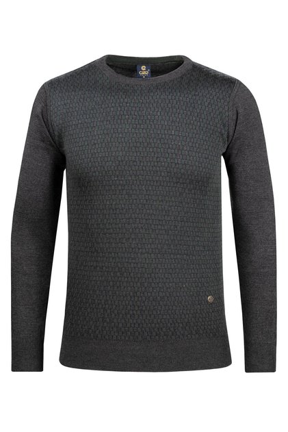 Men's Crew Neck Knitwear Anthracite Sweater Patterned Steel Knit Classic Fit - 5006C