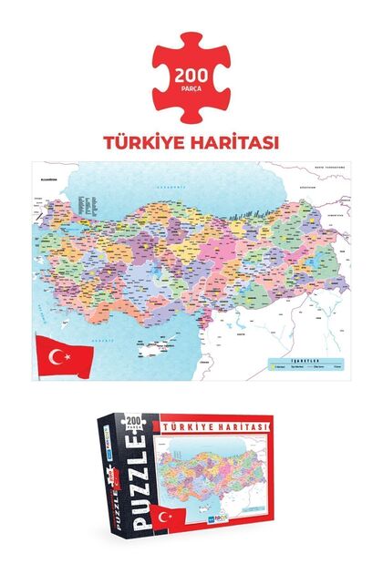 Blue Focus 2 ADET PUZZLE - 200 PARÇA TÜRKİYE HARİTASI PUZZLE ve