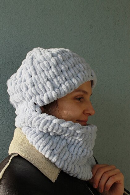 Naz Amigurumi El Örgüsü Yumuşak Yüz Açık Model Puffy Kar Maskesi