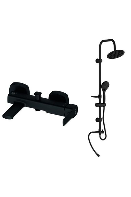 Banyo Bataryası Pedra Siyah Mbb160-s Ve Sürgülü Duş Seti Siyah Dst19-2-s