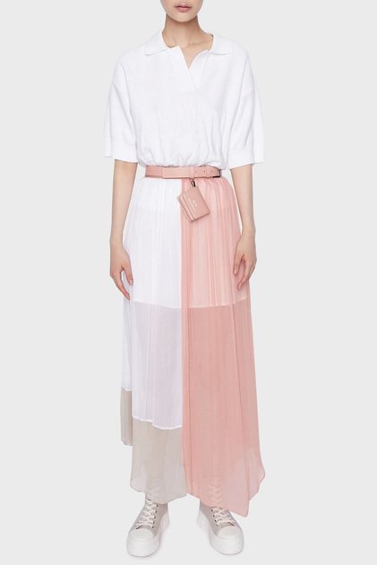 Color Blocked Asymmetrical Cut Short Lined Transparent Long Skirt Skirt 3ryn03 Yn6f