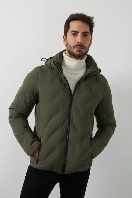 Hooded Khaki Men's Coat 2W2SN173PR