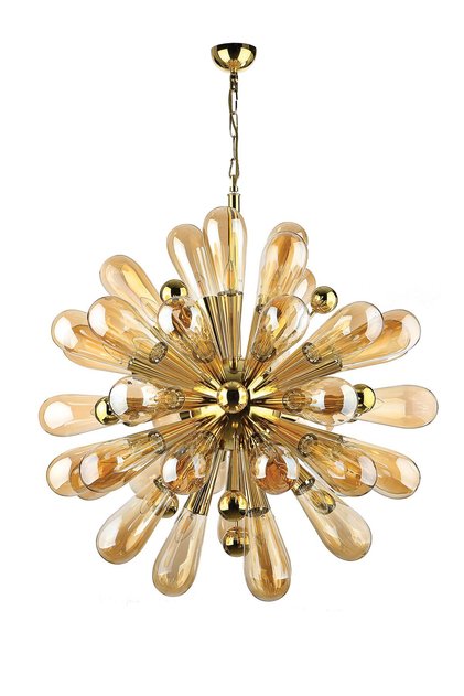 Kirpi 42 kollu Bal rengi Ampül Camlı Gold Sarkıt Avize, BS.7434-58-42
