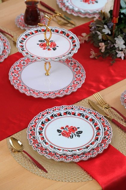 Carmine 6 Kişilik Cam Pasta Tabağı Takımı