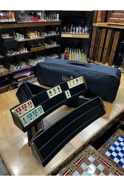 Black Oval Wooden Okey Set