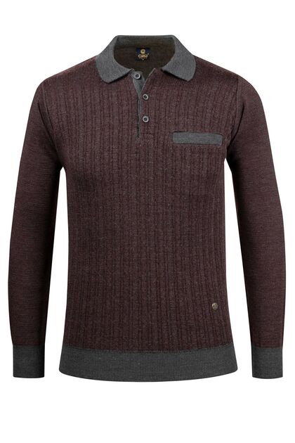 Men's Polo Neck Knitwear Anthracite Sweater Patterned Steel Knit Classic Fit - 5005F
