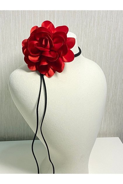 Lace-up Satin Rose Choker