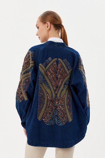 Koyu Mavi Denim Kimono