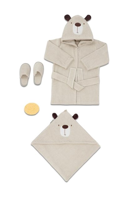 30030 Bear Patterned Bathrobe Set