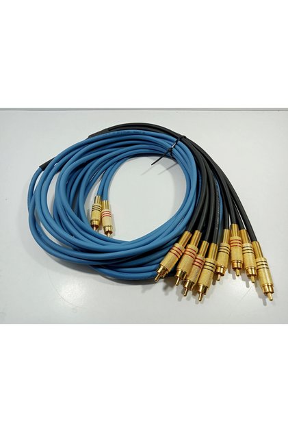 Amfi RCA Kablosu – El Yapımı 2 Giriş 8 Çıkış %100 Bakır Parazit Yapmaz – Anfi Rca Kablosu – 5 Metre