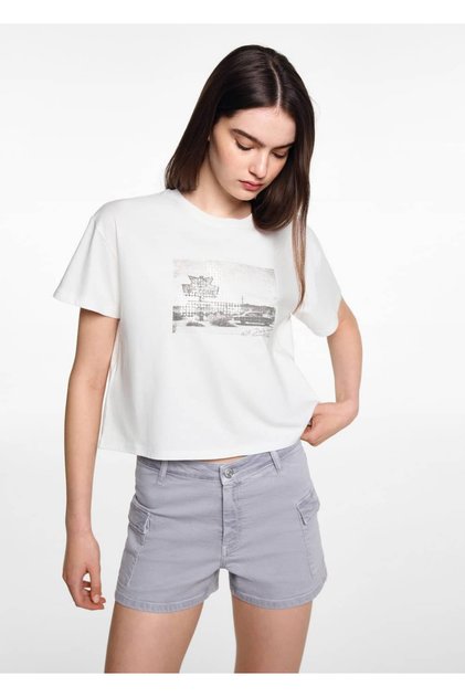 Desenli crop tişört