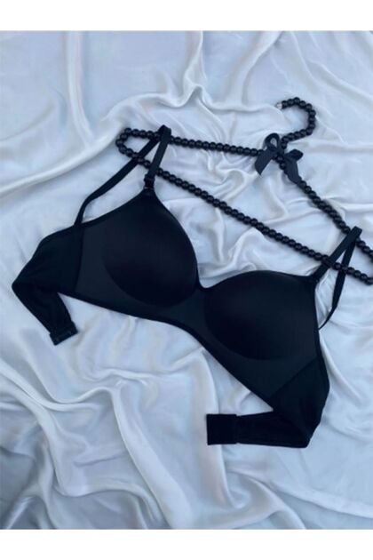 Black Unfilled Lotus Gathering Bra
