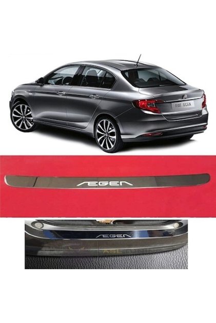 Fiat Egea Sedan Krom Arka Tampon Üstü Koruma Eşiği Yazılı 2015-2025 Uyumlu Paslanmaz Çelik