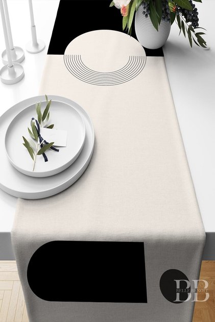 Digital Printed Decorative Table Runner – 140X40 Cm, Black and White Style, Table Cloth, Stain Resistant