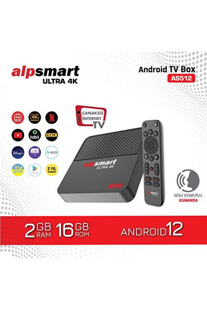 ALPSMART As512 Androıd Tv Box Ses Komutlu Kumanda 2gb Ram 16 Gb