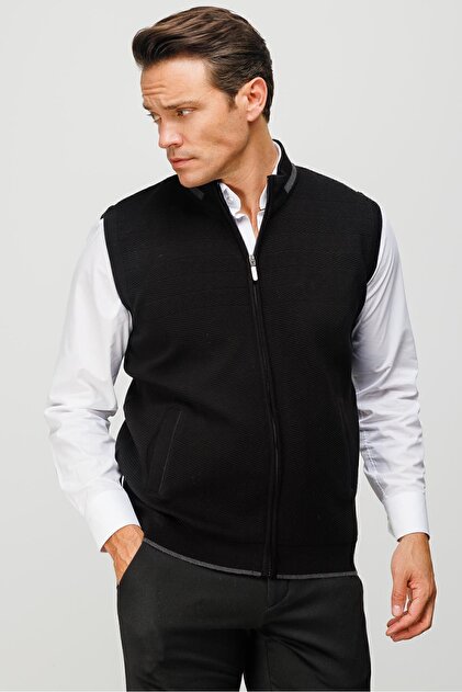 Men's Steel Knit Wool Vest Black