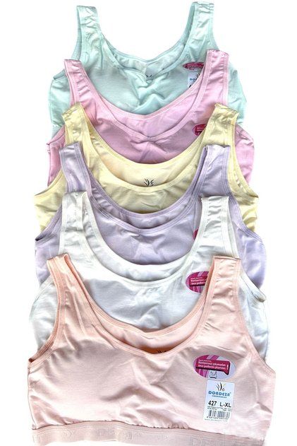 3-Pack Dondeza Young Girls Pastel Color Padded Flat Wide Strap Training Bra Half Tank Top Bustier