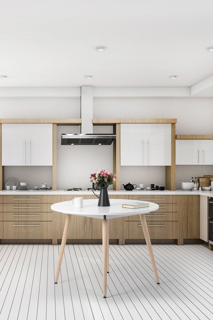 Bistro 100cm / Yuvarlak Mutfak Masası / Yuvarlak Yemek Masası / Beyaz