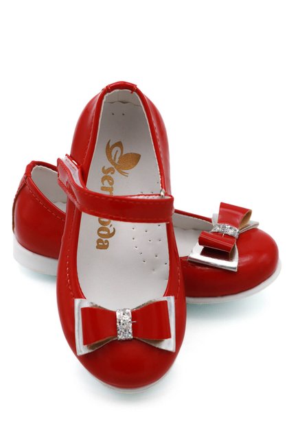 Bow Stone Detail Baby Ballerina Red