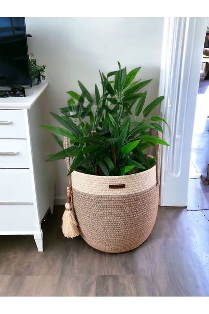 Wicker Basket Flower Pot Organizer