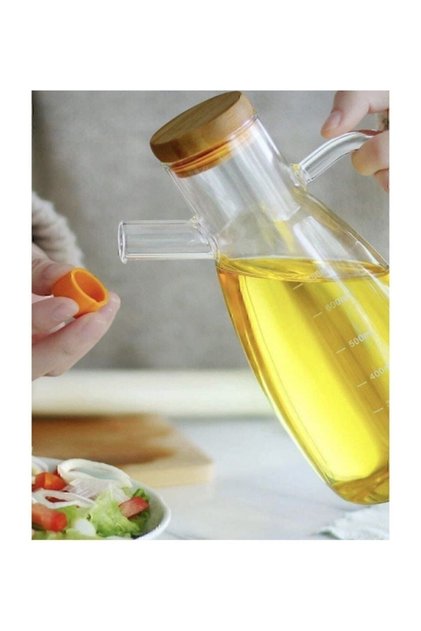 Borosilicate Glass Oil Vinegar Jug with Bamboo Lid Fma04465