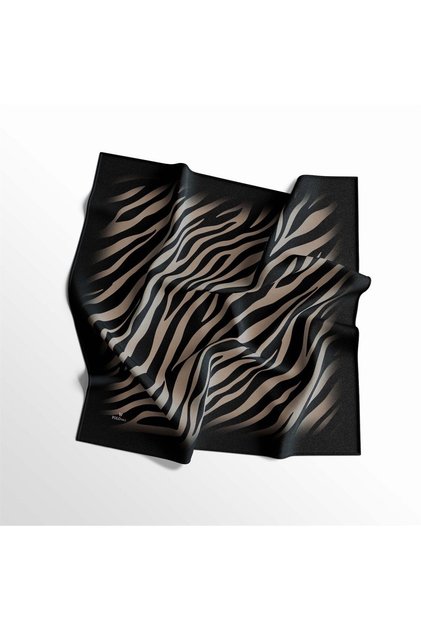 Polowell Twill Scarf - Zebra Pattern - Black Brown