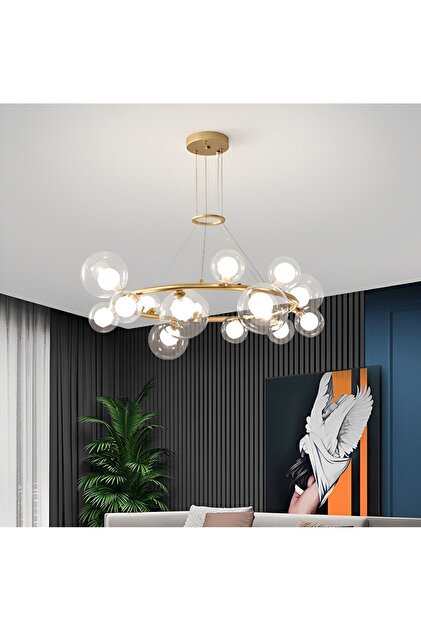 Modernizm 12 Camlı Sarkıt Cam Küre Avize Mutfak Ve Yemek Masası Için Uygun, For Kitchen